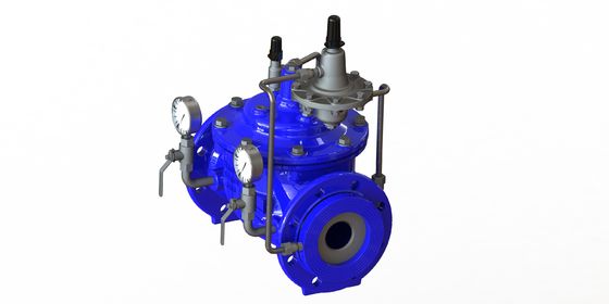 PN16 Maximale druk Volledige poortstroomregelklep in roestvrij staal met nylonversterkt diafragma en blauwe Ral5005 afwerking